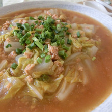 うま味をスープで味わう♪ 鶏ひき肉でつゆだくマーボー白菜