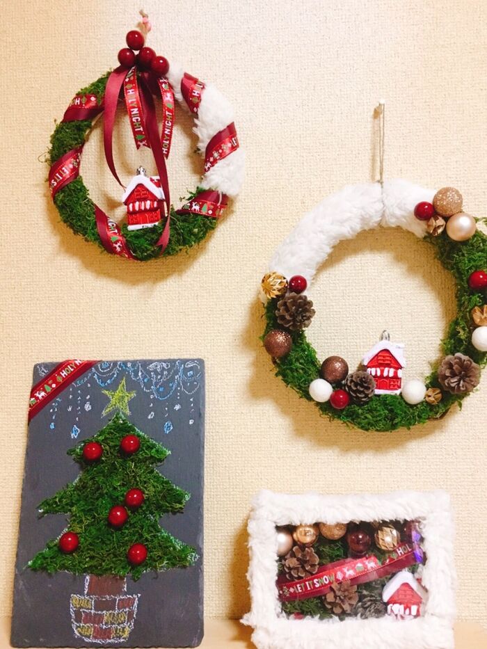 1袋でこんなに!?100均モスで作るクリスマスディスプレイ3種☆