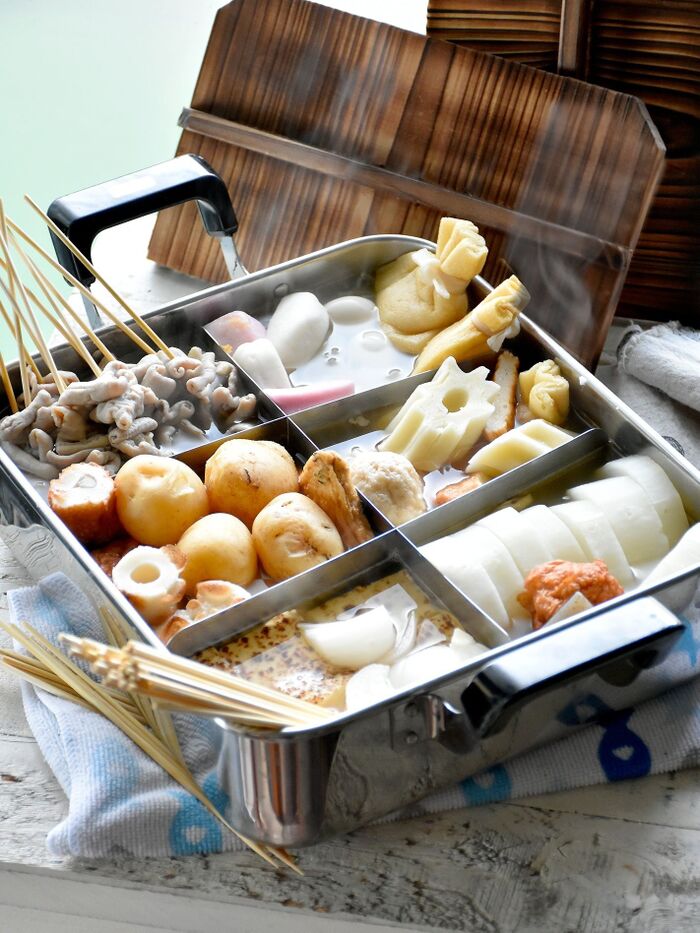 【人気のおかず】おでん鍋♥和洋風 #串おでん #豚白モツ #ちくわぶ #たまねぎ #じゃがいも
