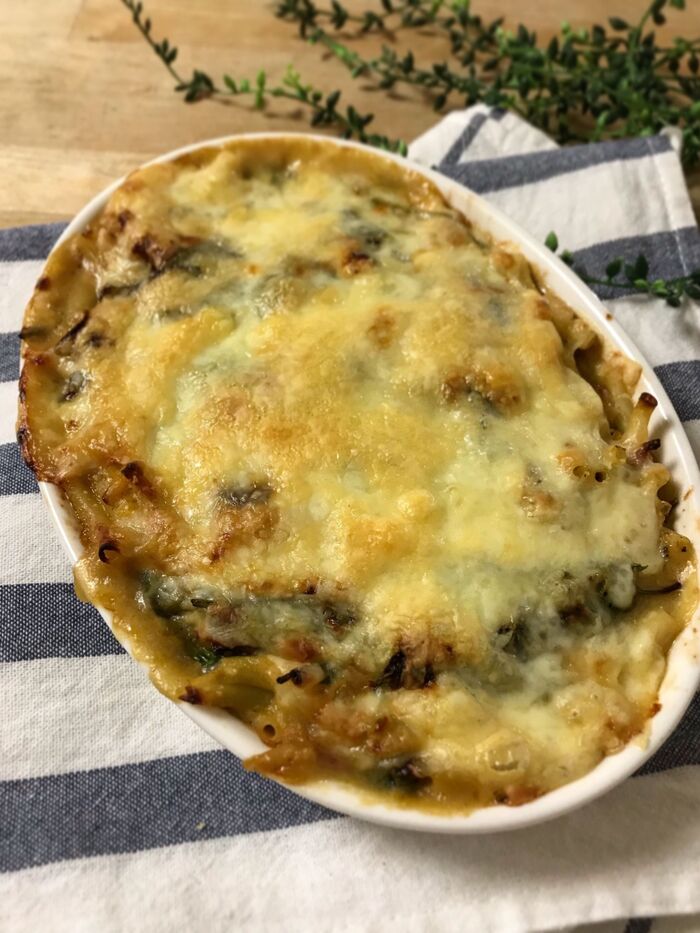 甘みと旨みたっぷり濃厚♩ほうれん草とひき肉のクリームコーングラタン