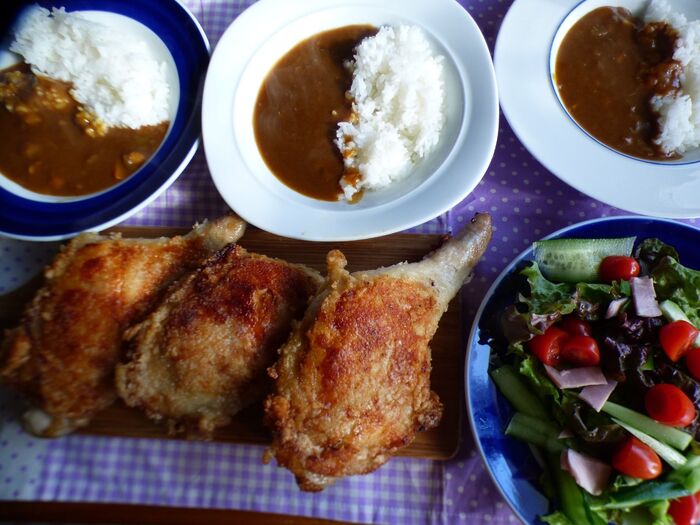 男子憧れの巨大フライドチキン&カレー