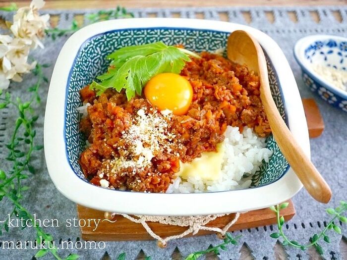 6.ミートソース丼完成