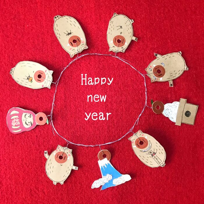 100均荷作り札で!お正月ガーランドを作ろう!