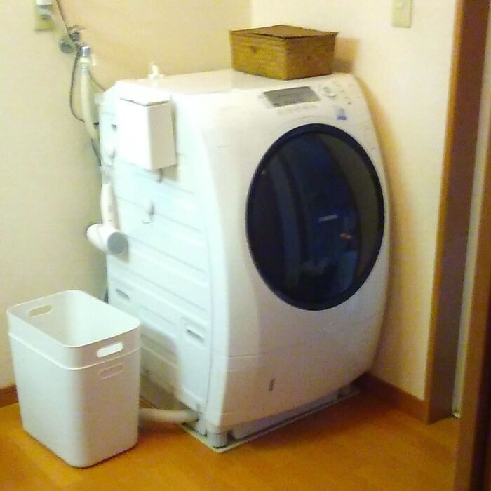 無印やわらかポリエチレンケースを洗濯カゴに