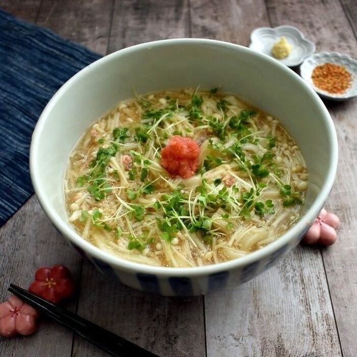 ほっこり優しい 明太えのきあんかけうどん