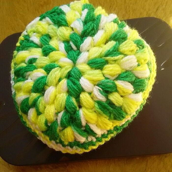 玉編みで小物入れを作る