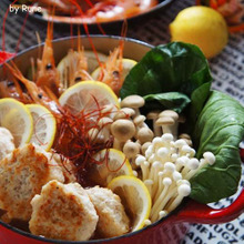 爽やか♪レモン&キムチ鍋つゆの寄せ鍋