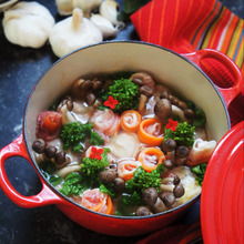 スープが決め手❤白菜&人参のクルクル生ハムと豚肉巻きスープ鍋