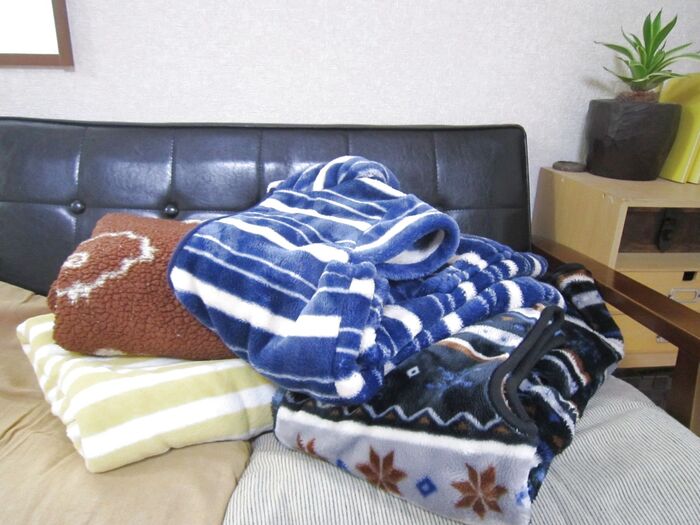 シーズナル定位置 ~冬のモコモコ。ソファの上には置きたくない。