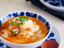 シーフードミックス解凍方法のコツ付き【トムヤ厶クン風クリーム豆腐スープ】#簡単#おもてなし