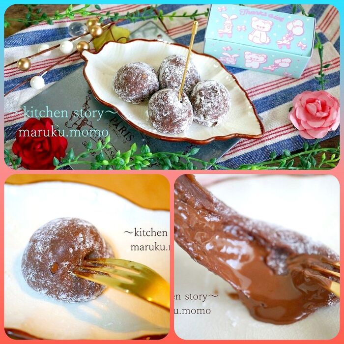 この食感がたまらない!レンジで簡単★フォンダンショコラ風~もちもちチョコ餅