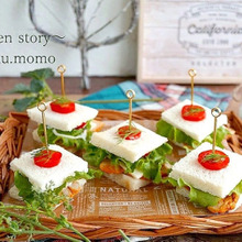 簡単にミニサンドを作る方法!ファミマサラダチキン(タンドリーチキン味)