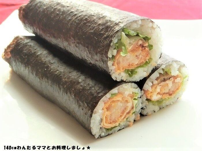 簡単★コロッケ入り卵焼きの恵方巻き