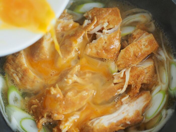 ④卵でとじてできあがり