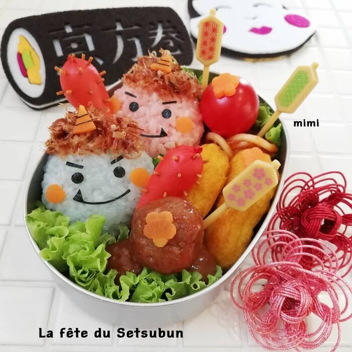 青鬼さんと赤鬼さんで節分弁当