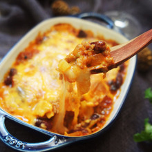 お餅が異国料理にマッチ❤チリコンカルネの餅入りグラタン風
