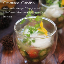 口福前菜❤柚子風味の温泉卵寄せ