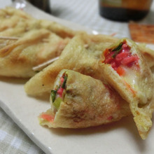 余った紅生姜でひと口おつまみ☆ 油揚げと紅生姜のチーズ焼き