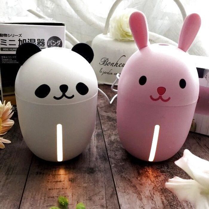かわいい~ダイソーのパンダとピンクうさぎのミニ加湿器