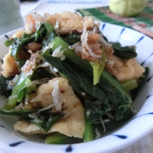 フライパン1つで☆ 小松菜と油揚げの梅じゃこおひたし