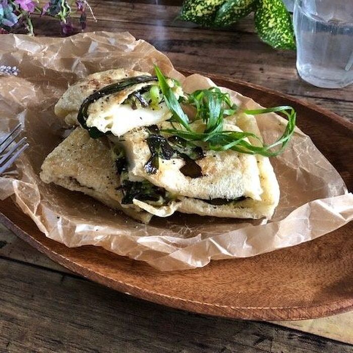 こんがり☆油揚げの塩こん葱の♫もちチーズ焼き