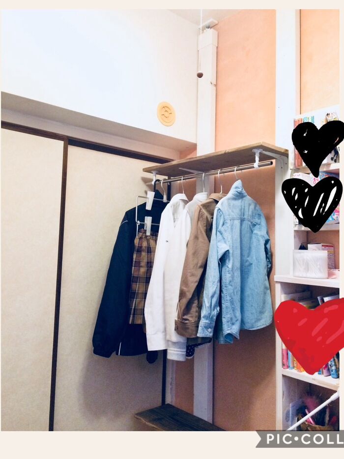 洋服をかけるラックが完成しました♡