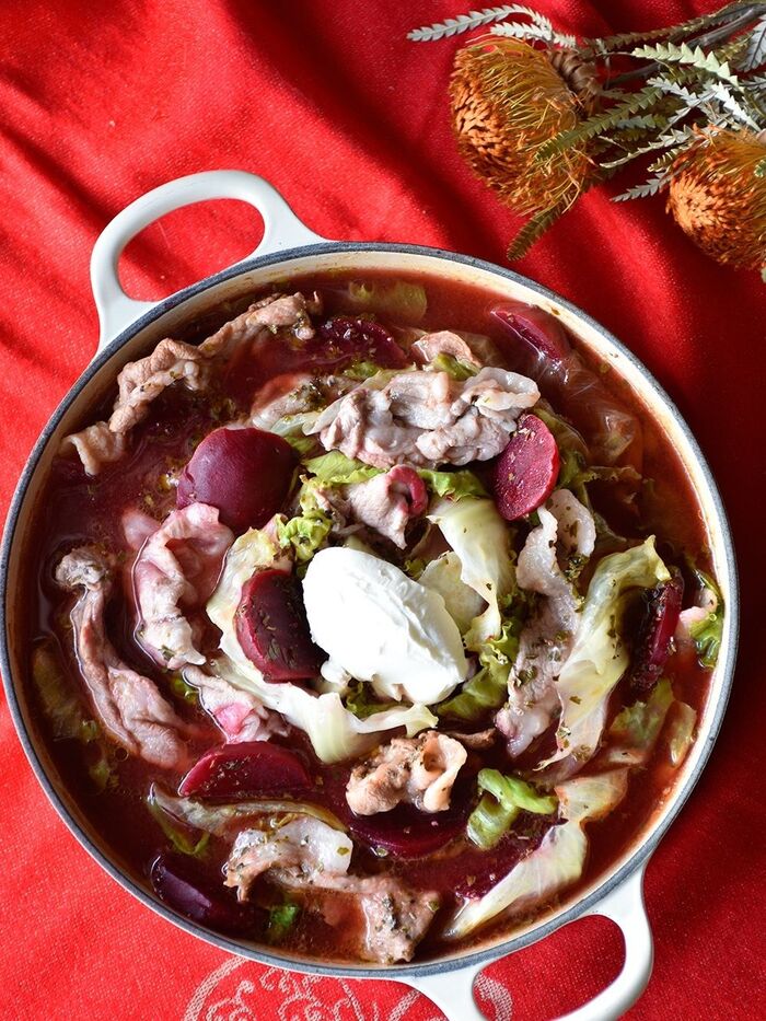 【おかず】豚こま❤レタス❤ボルシチ【#お手軽食材  #シチュー #世界ごはん 】