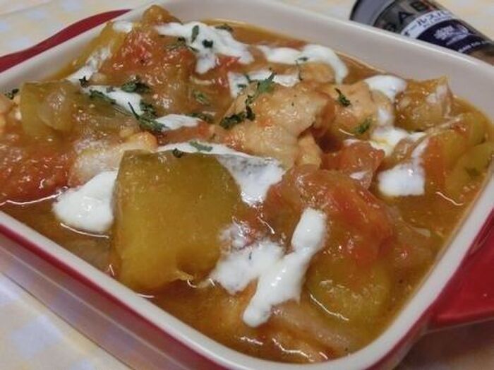 ルゥもソースも水も不使用☆ かぼちゃと鶏のトマトシチュー