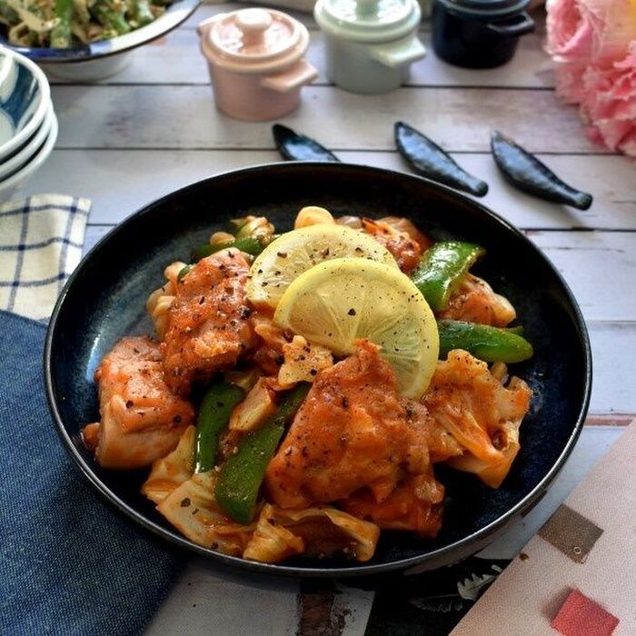 春キャベツとガリトマチキン レモン風味