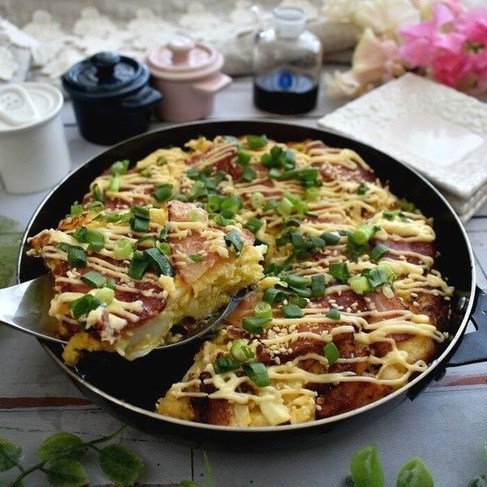 マヨぽんで~!ふんわりふわふわキャベツの長芋焼き