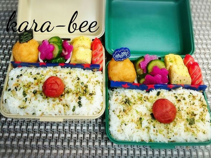 母とムスコのラブラブおソロ♡からあげくんレッド風弁当