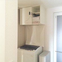 洗濯機のコードとホースを目隠しでスッキリ