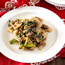 蓮根と挽き肉の粒マスタード炒め。