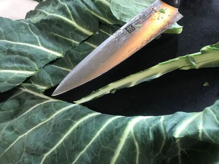 固い芯の部分は切り取って