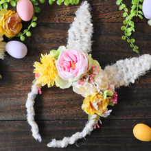 100均素材で作ってみました✿イースターバニーのフラワーカチューシャ