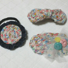 裂き布で作るヘアアクセサリー3種