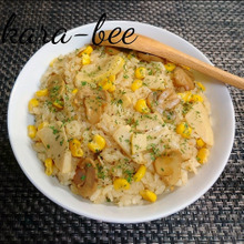 旬のたけのこでウマッ♪たけのことツナコーンのにんにくバター醤油ピラフ