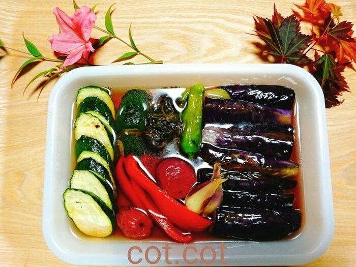 野菜の梅揚げびたし