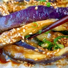 簡単!焼き肉のたれで『レンチン茄子のおつまみ』
