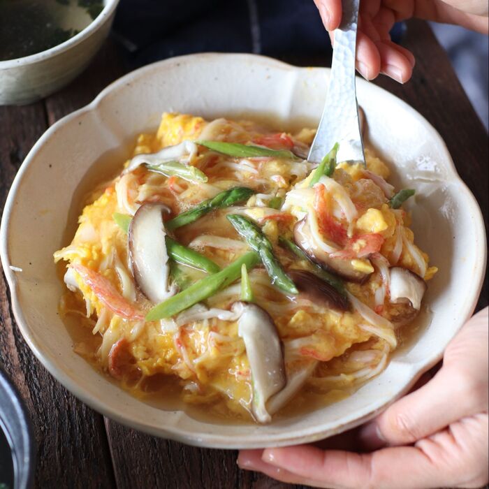 めんつゆで簡単!かに玉豆腐のとろ~りあんかけ