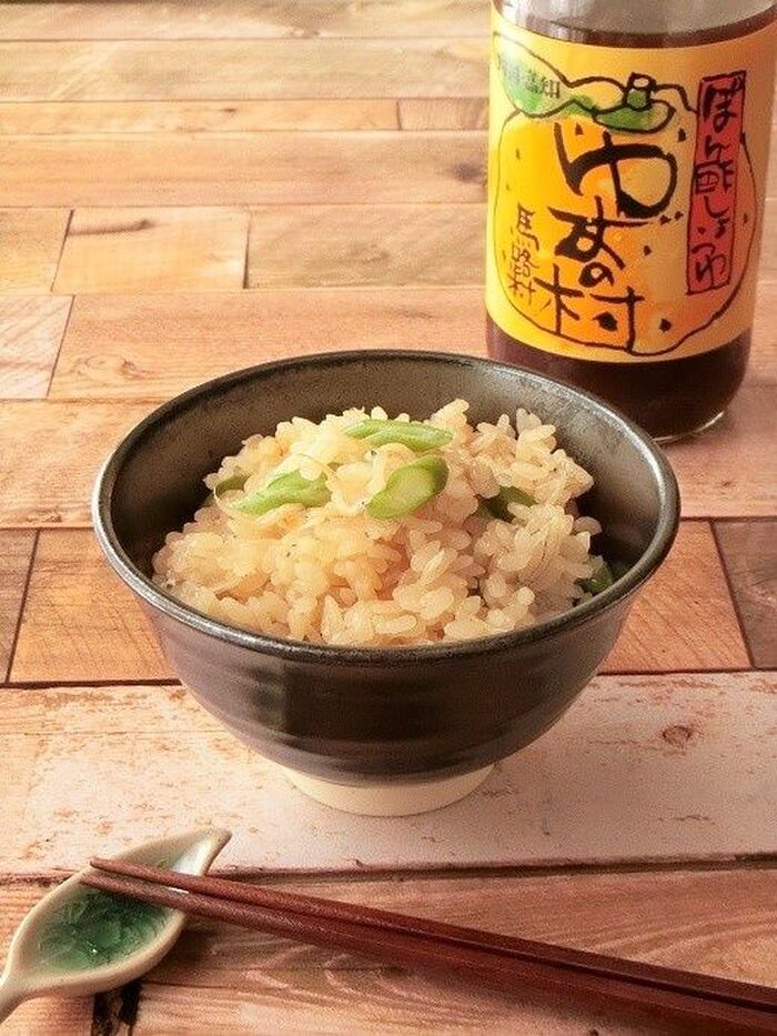 ぽん酢しょうゆでさっぱり~しらすといんげんの炊き込みご飯