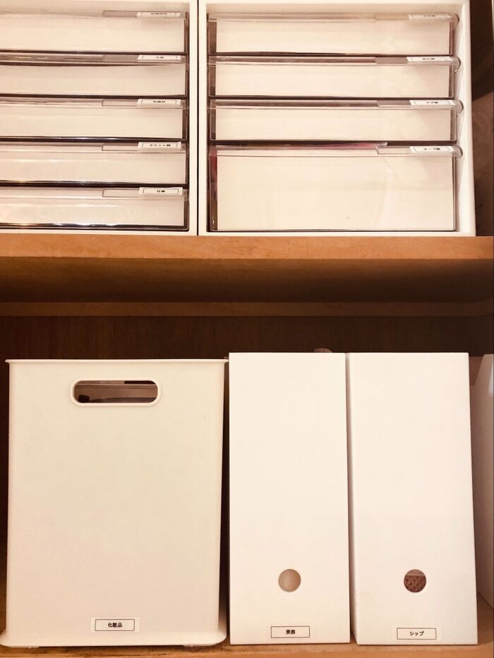 DAISOの積み重ねボックスがニトリのインボックスにシンデレラフィット!簡単コスメ収納♪