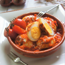 焼きゆで卵のトマトクリーム煮