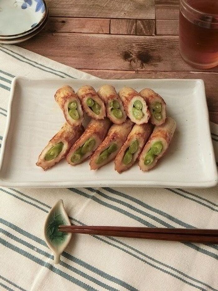 材料4つ★ちくわいんげんのマヨ醤油炒め
