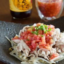 豚しゃぶともやしのトマトぽん酢ソースがけ