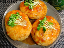 かさ増しヘルシー風♪お豆腐キャベツ和風チーズハンバーグ