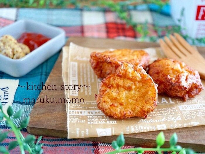 ポリ袋1つで作る♪食パンミミでなんちゃって~ナゲット