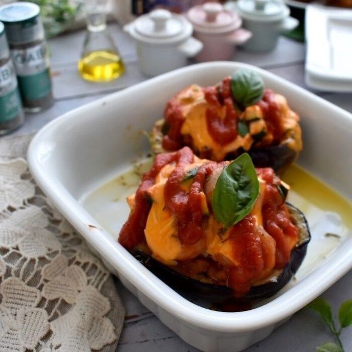 エビとズッキーニを詰めた米茄子のリピエーニ!