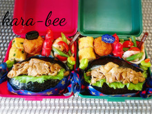 母とムスコのラブラブおソロ♡大好物てんこ盛り♪小学校最後の運動会弁当