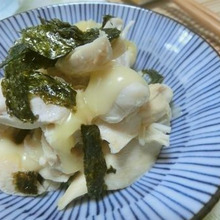 レンチンだけで完成☆ ささみとチーズのわさび醤油あえ
